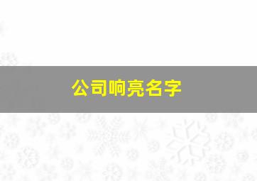 公司响亮名字