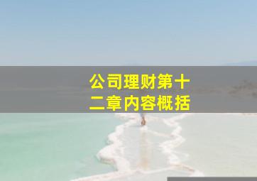 公司理财第十二章内容概括