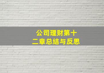 公司理财第十二章总结与反思