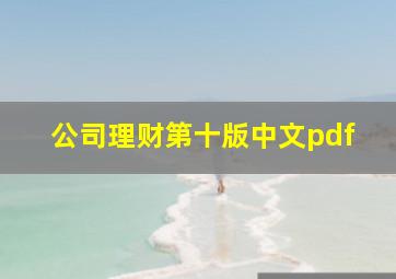 公司理财第十版中文pdf