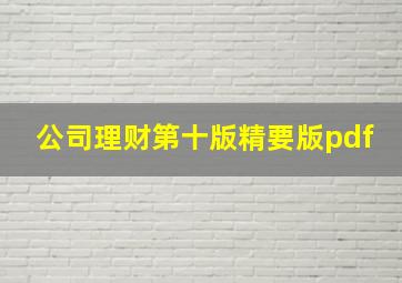 公司理财第十版精要版pdf