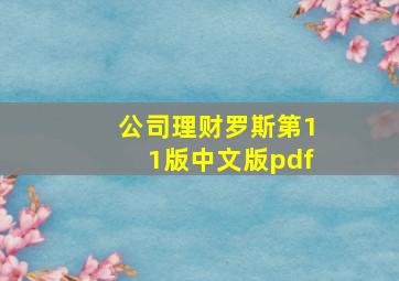 公司理财罗斯第11版中文版pdf