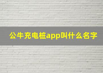 公牛充电桩app叫什么名字