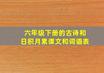 六年级下册的古诗和日积月累课文和词语表