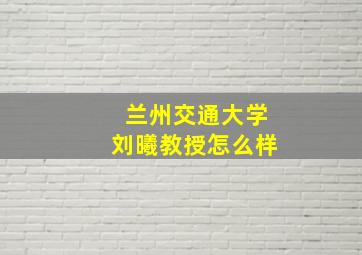 兰州交通大学刘曦教授怎么样