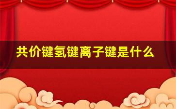 共价键氢键离子键是什么