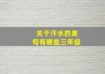 关于汗水的美句有哪些三年级