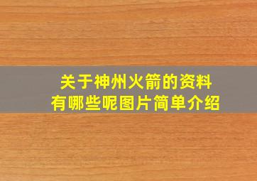 关于神州火箭的资料有哪些呢图片简单介绍