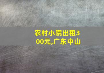 农村小院出租300元,广东中山