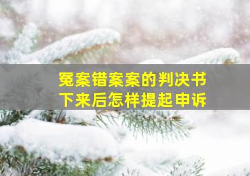 冤案错案案的判决书下来后怎样提起申诉