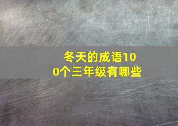 冬天的成语100个三年级有哪些