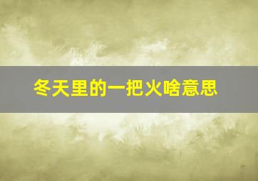 冬天里的一把火啥意思