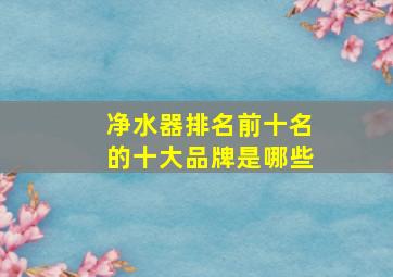 净水器排名前十名的十大品牌是哪些