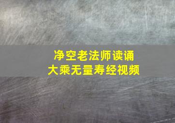 净空老法师读诵大乘无量寿经视频