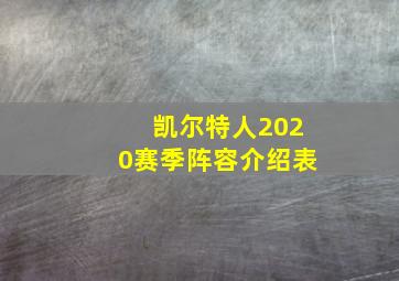 凯尔特人2020赛季阵容介绍表