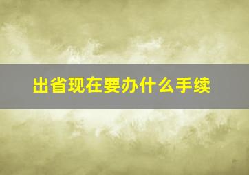 出省现在要办什么手续