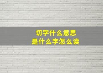 切字什么意思是什么字怎么读