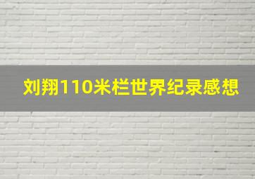 刘翔110米栏世界纪录感想