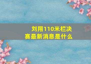 刘翔110米栏决赛最新消息是什么