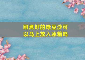 刚煮好的绿豆沙可以马上放入冰箱吗