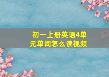 初一上册英语4单元单词怎么读视频