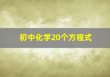 初中化学20个方程式