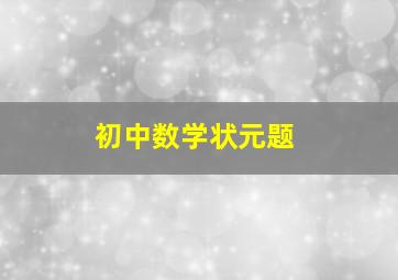 初中数学状元题