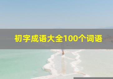 初字成语大全100个词语