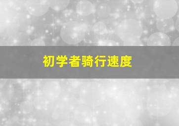 初学者骑行速度