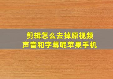 剪辑怎么去掉原视频声音和字幕呢苹果手机