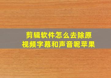 剪辑软件怎么去除原视频字幕和声音呢苹果