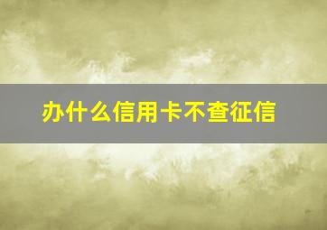 办什么信用卡不查征信