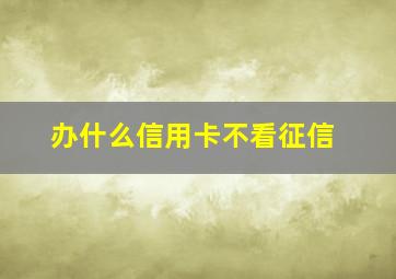 办什么信用卡不看征信