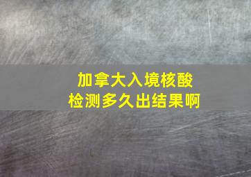 加拿大入境核酸检测多久出结果啊