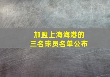 加盟上海海港的三名球员名单公布