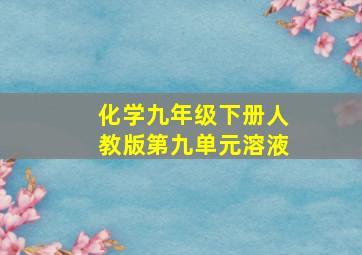 化学九年级下册人教版第九单元溶液