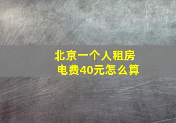 北京一个人租房电费40元怎么算