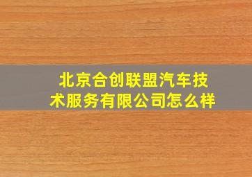 北京合创联盟汽车技术服务有限公司怎么样