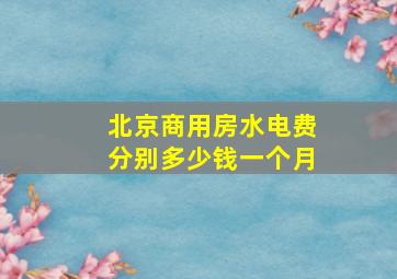 北京商用房水电费分别多少钱一个月