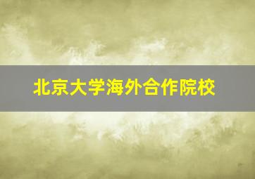 北京大学海外合作院校