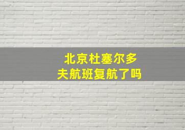 北京杜塞尔多夫航班复航了吗