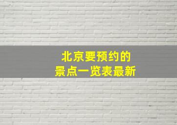 北京要预约的景点一览表最新