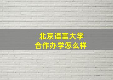 北京语言大学合作办学怎么样