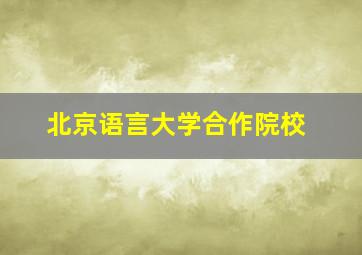 北京语言大学合作院校