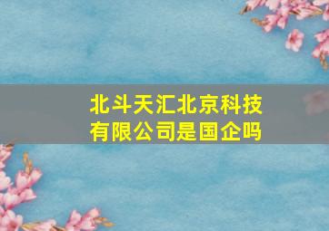 北斗天汇北京科技有限公司是国企吗