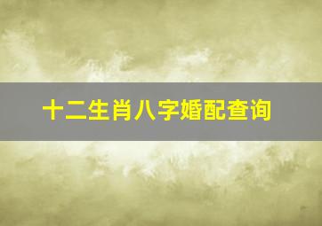 十二生肖八字婚配查询