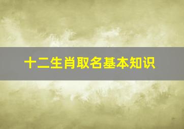 十二生肖取名基本知识