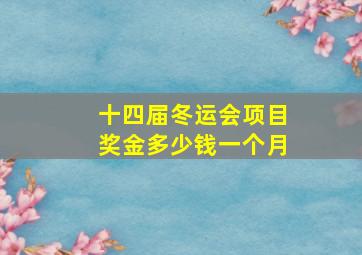 十四届冬运会项目奖金多少钱一个月