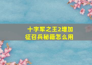 十字军之王2增加征召兵秘籍怎么用