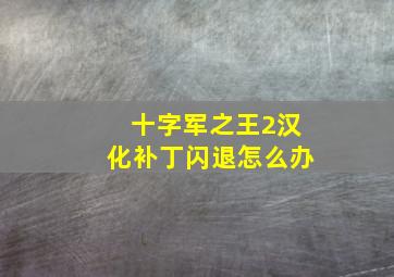 十字军之王2汉化补丁闪退怎么办